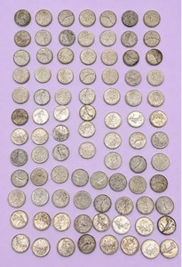 LOT DE 100 PIECES de 5 F Semeuse argent.