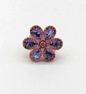 LARGE BAGUE en argent rose (925) stylisant...